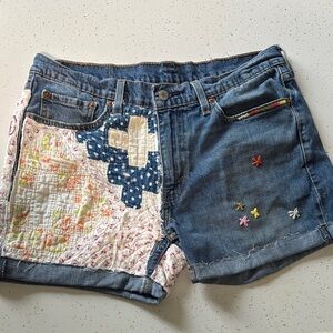 Levi's Blue Patchwork Jean Shorts